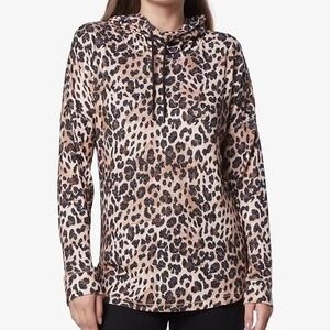 Andrew Marc Sport Long Sleeve Leopard Print Cowlneck Pullover Top Size 3X‎